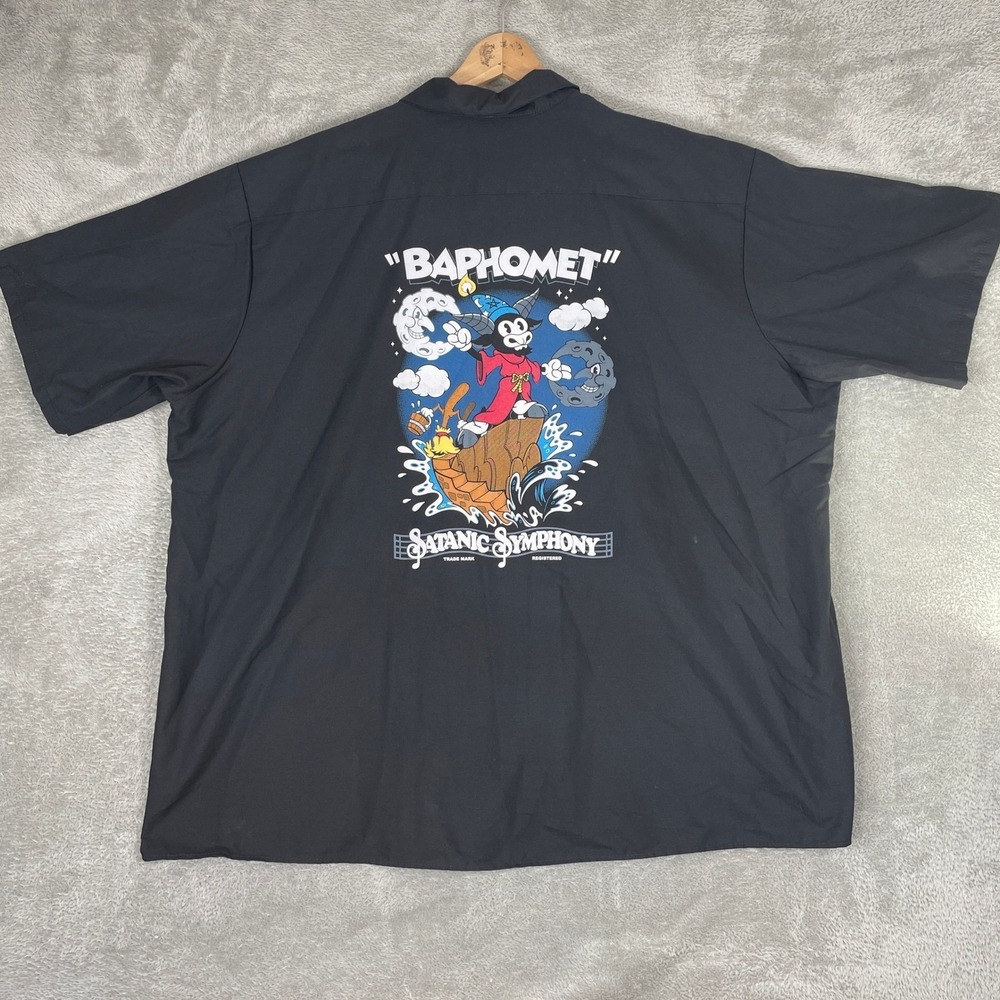 Red Kap Work Shirt Mens 4XL Black Baphomet Satanic Symphony Parody Y2K Vintage